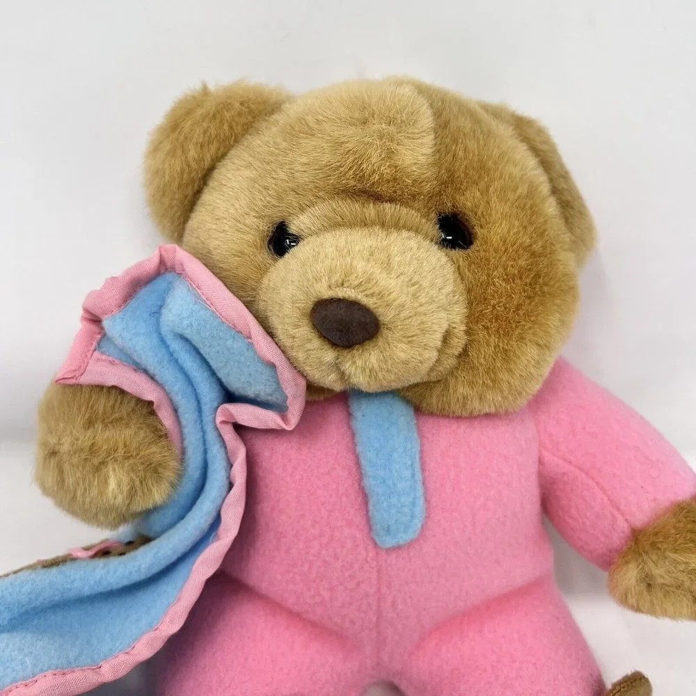 Tb Trading Co Teddy Bear Pajama‎ & Blanket Bear Slippers Vintage Plush NWT 9